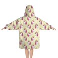 thumbnail image 2 of Yellow Striped Cartoon Unicorn Head Pattern Blanket Hoodies for Kids 6-13YR Oversize Wearable Blanket Hoodies for Boys Girls Teens, 2 of 7