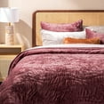 thumbnail image 5 of EVERGRACE Luxury Velvet Quilt King Size, Ultra Soft Wave Crushed Velvet Bedding Set, Lightweight Quilted Comforter Set for All Season, Oversized Bedspread Coverlet with 2 Shams, Burgundy, 5 of 8