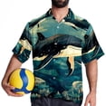 thumbnail image 4 of Whale Men's Hawaiian Printed Short Sleeve Button Down Casual Beach Shirt's, Unisex, 4 of 6