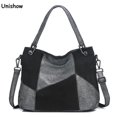 thumbnail image 2 of Bolso de mano de retazos para mujer, de piel dividida, de gamuza, bolso de hombro para mujer, bolso de mano grande para mujer, bolso de trabajo de oficina de diseñador de lujo para mujer, 2 of 5