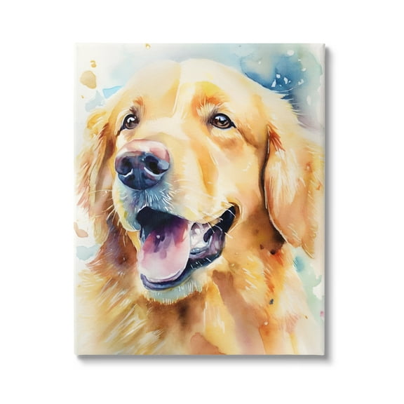 Stupell Industries Happy Retriever Portrait Animals & Insects Painting Gallery Wrapped Canvas Art Print Wall Art, 16 x 20