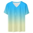 thumbnail image 5 of WRKEKC Plus Size Womens Tops Summer Gradient Color V-Neck Short Sleeve Comfortable Versatile Layering T-Shirts, 5 of 5
