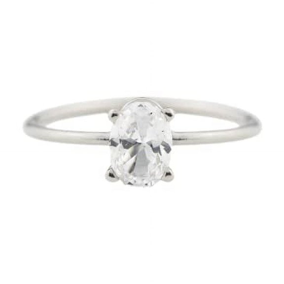 HeartsAndYou 0.75ct Oval Cut Moissanite Classic Proposal Solitaire Ring 18k White Gold Over Silver