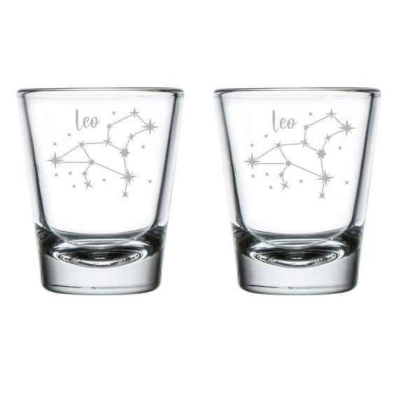 Set of 2 Shot Glasses 1.75oz Shot Glass Star Zodiac Horoscope Constellation (Leo)
