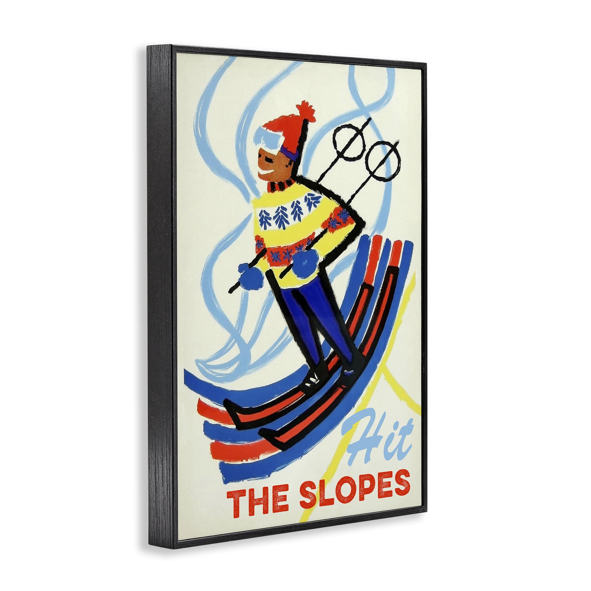 Stupell Industries Vintage Hit The Slopes Black Framed Giclee Art, design by Grotto Studios