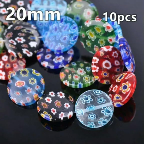 EOEMY Mixed Millefiori Lampwork Glass Lot Shapes Loose Beads For Jewelry Making-18# 20mm 10Pcs