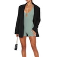 thumbnail image 3 of Liacowi Women Tie-Up Sleeveless Bodycon Romper Sexy Low-Cut Slim Fit Short Jumpsuit Solid Color Backless One Piece Playsuits Bodysuits, 3 of 7