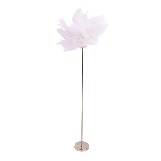 61 Inch LED USB Stepless Dimmable Corner Standing Light Ostrich Plume Floor Lamp for Nordic Style Home Decor