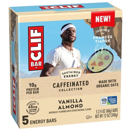 CLIF BAR CAFFEINATED ENERGY PROTEIN BARS, VANILLA ALMOND, 5 PACK
