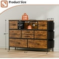 thumbnail image 3 of Dresser for Bedroom with 8 Drawers, Dresser TV Stand with LED Lights, Fabric Chest of Drawers with Side Pocket for Living Room, Entryway, Bedroom Furniture (Rustic Brown), 3 of 14