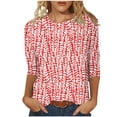 thumbnail image 1 of Birdeem Mode Femme Col Rond T-Shirt Manches 3/4 Automne Blouse Imprimée Chandail en Molleton, 1 of 1