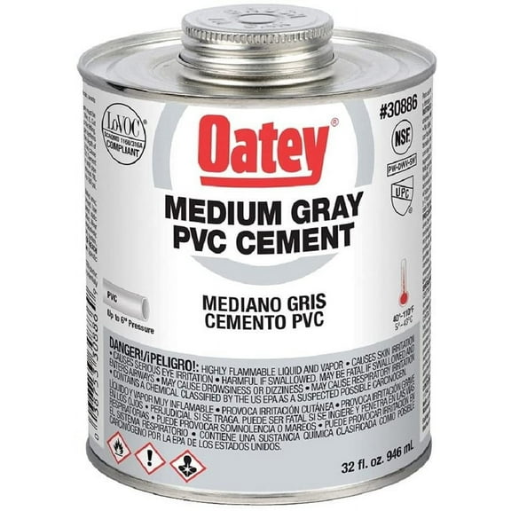 Oatey PVC Medium Gray Cement - Waterproof - 32 Oz