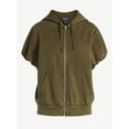 thumbnail image 5 of Scoop Women’s Mineral Washed Zip Hoodie with Short Puff Sleeves, Sizes XS-XXL, 5 of 5