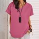 thumbnail image 2 of Vestidos Casuales Para Mujer, Blusas De Mujer De Moda Moda de verano para mujer, cuello en V, ocio, manga tres cuartos, color liso, 2 of 6
