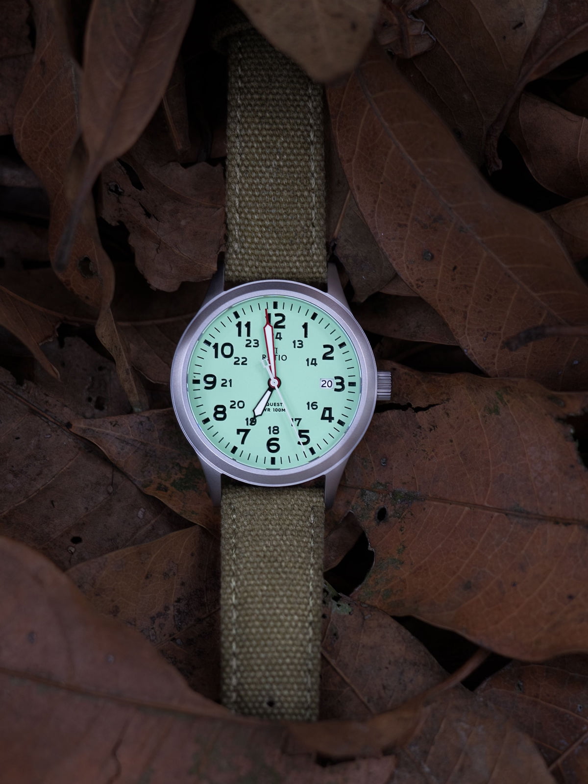 Ratio Quest Men's Field Watch Sapphire Canvas Strap Quartz RTQ021 100M Lewis And Clark Edition
