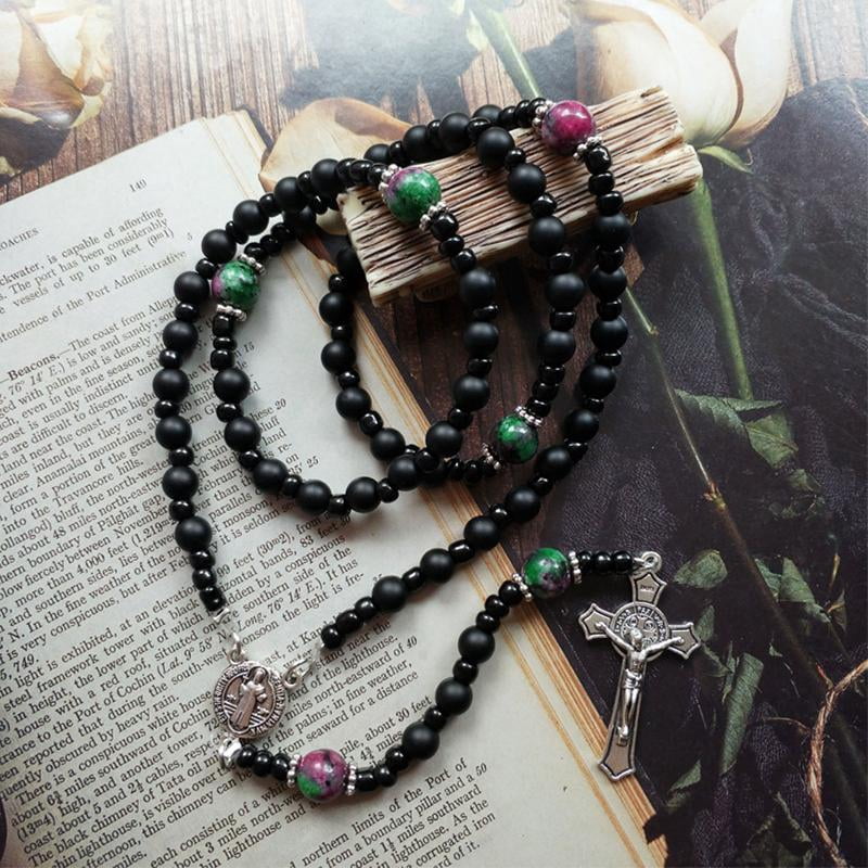 Vintage Black Agate Catholic Rosary Necklace Beads Holy Figure Jesus  Hanging Pendant Charm for Women Men Church Decoration Meditation Praying  Gift Supplies - Walmart.com