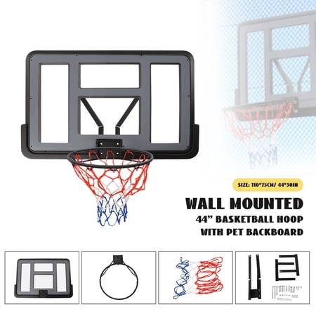 Basketball Backboard Rim Combo 44" Wall Mounted Hoop