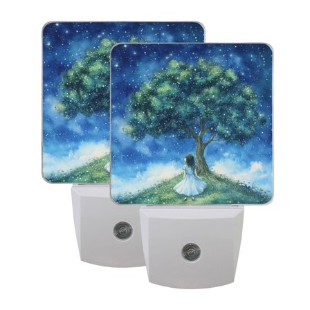 Beautiful Starry Background LED Night Light with Smart Sensor Plug Into Wall Dusk to Dawn 2 packs