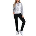thumbnail image 2 of CHAQUETA DE DENIM LAVADA PARA MUJERES INSPIRE CHIC CON MANGAS EN CONTRASTE Y CAPUCHA AJUSTABLE, CIERRE DE BOTONES, TALLA M, 2 of 6