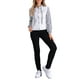 thumbnail image 2 of CHAQUETA DE DENIM LAVADA PARA MUJERES INSPIRE CHIC CON MANGAS EN CONTRASTE Y CAPUCHA AJUSTABLE, CIERRE DE BOTONES, TALLA M, 2 of 6