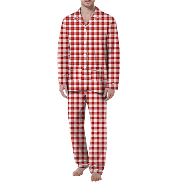 Icvfdpl Mens Pajamas Fashion Solid Color Shirt Pants Two Piece Set Leisure Men Pyjamas,Xl