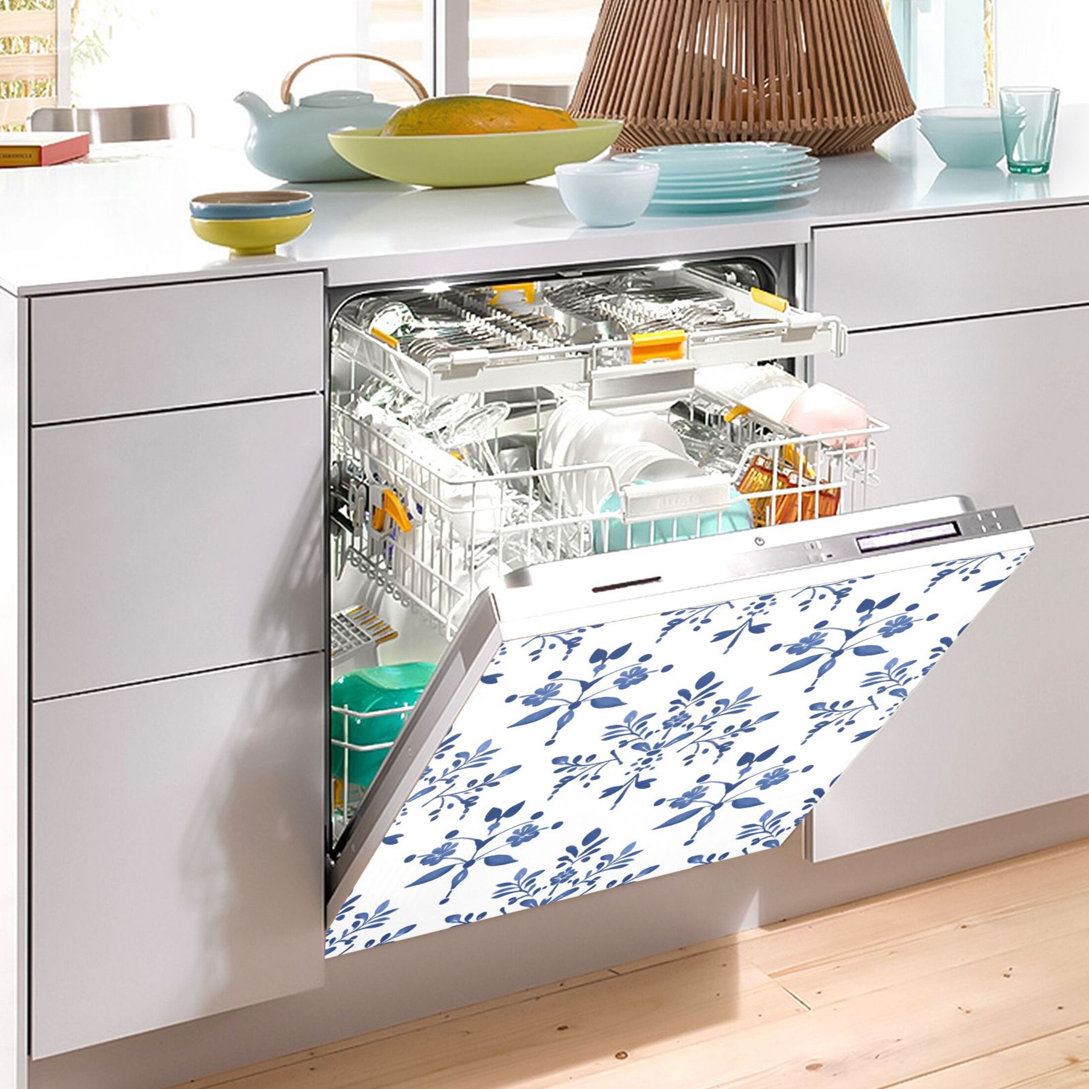 Dishwasher Magnetic Sticker 23x26 Inch Refrigerator Magnetic Sticker Washing Machine Magnetic Sticker Kitchen Panel Magnetic Sticker Home Decor Beautiful Cute Blue