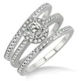 thumbnail image 2 of 2.00 carat Antique Trio set Halo Ring with Round Cut diamond in 10k White Gold, 2 of 2