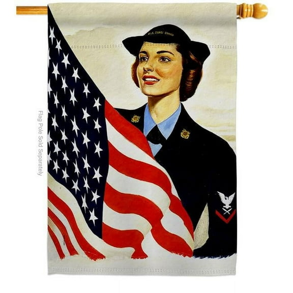 US Brotherhood  28 x 40 in. Coast Guard SPARS House Flag with Armed Forces Navy Double-Sided Decorative Vertical Flags Decoration Banner Garden Yard Gift