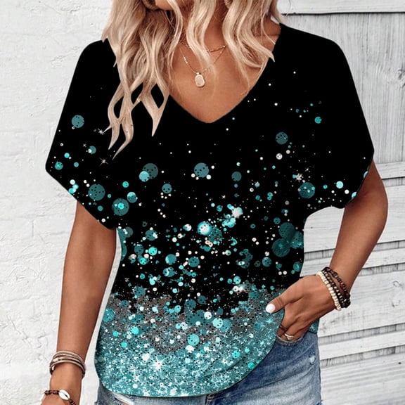 TaTaai V Neck Short Sleeve Tees for Women 2026 Casual Loose Fit Solid Color Blouse Soft Breathable Polyester Summer Daily Top Gift