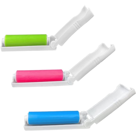 MXOYOXM 3-Pack Foldable Mini Lint Rollers, Reusable Portable Roller for Removing Lint, Dust, Hair & Pet Hair, Blue Green Pink