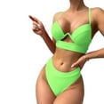 thumbnail image 2 of Ytdscs Women's Cutout Bikini Swimsuits 2PCS Sets Solid Colour Swimwear Outfits Summer Halter Tops Bathing Suits, 2 of 9