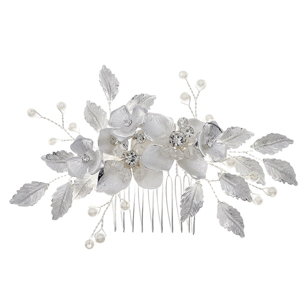 KAKOWELY Peineta para el pelo de novia con hojas y flores, elegante accesorio para el pelo de novia.