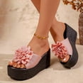 thumbnail image 5 of Women's Wedge Sandals Slip on Slides Platform Round Open Toe Backless Fish Mouth Comfortable Slipper Dressy Summer Casual Shoes Pink 9(42), 5 of 9