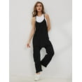thumbnail image 3 of Lentta Women's Causal Jumpsuits V Neck Sleeveless Harem Overalls Stretchy Adjustable Strap Romper with Pockets, 3 of 16