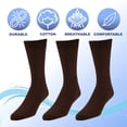 thumbnail image 4 of EMEM Apparel Men's Casual Soft Ribbed Cotton Knit Classic Mid Calf Crew Dress Hosiery Socks 5-Pack Khaki 9-11, 4 of 5