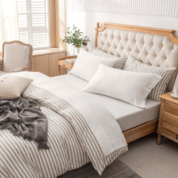 PURE ERA Jersey Knit 4pc Bed Sheet Set 100% T-Shirt Cotton Super Soft Comfy Breathable Fits Mattress Up to 20" Extra Deep Pocket Off White King