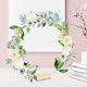 thumbnail image 2 of Metal Floral Hoop Wreath Frame Macrame Place Titulares de tarjetas, con base de madera Centro de mesa Artesanía para Party Table Decor Sunnimix aro floral, 2 of 8