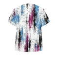 thumbnail image 4 of IchuanyiWomens Printed Tops 2025 Spring Summer Short Sleeve V Neck T Shirts Casual Tee with Side Shirring, 4 of 6