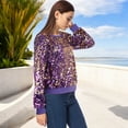 thumbnail image 2 of Women's Sequin Long Sleeve Sparkly Pullover Sweatshirt- X Large, Purple and Gold, 2 of 5