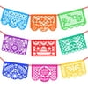 9 Pcs Mexicano Fiesta Papel Picado - Mexican Festival Party Decorations Paper Banner 15 Ft Long