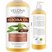 velona Jojoba Oil - 32 oz (With Pump) | 100% Pure and Natural | Golden, Unrefined, Cold Pressed, Hexane Free