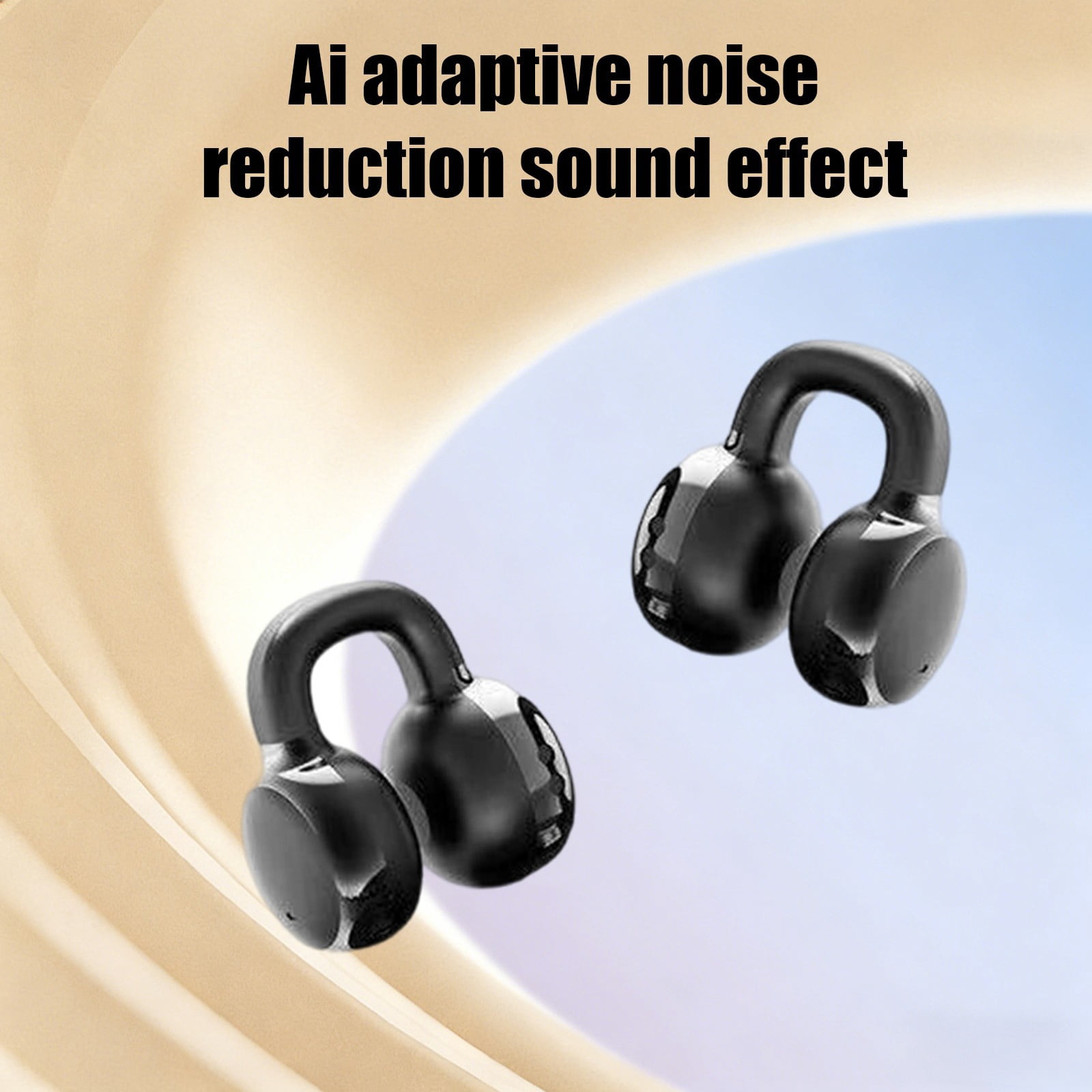 Aufmer 2 Pcs Open Ear Clip On Headphones with Digital Display, High Definition Sound Quality with Long Battery Life, Comfortable Wearing Earphones for Music and Calls Gift
