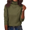 thumbnail image 5 of BODOAO Women'S Turtleneck Sweaters Long Sleeve Knitted Pullover Warm Cozy Tops Classic-Fit Lightweight Chunky Knitted Basic Jumper Top 2025 Fall Work Outfits Thermal Underwear Tops Blackish Green L, 5 of 6