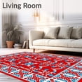 thumbnail image 2 of ODIKA 5'x7' Machine Washable Non-Slip Area Rug, Nordic Snowflake and Cane Motif Winter High Traffic Rug with Pad, Red, 628496, 2 of 8