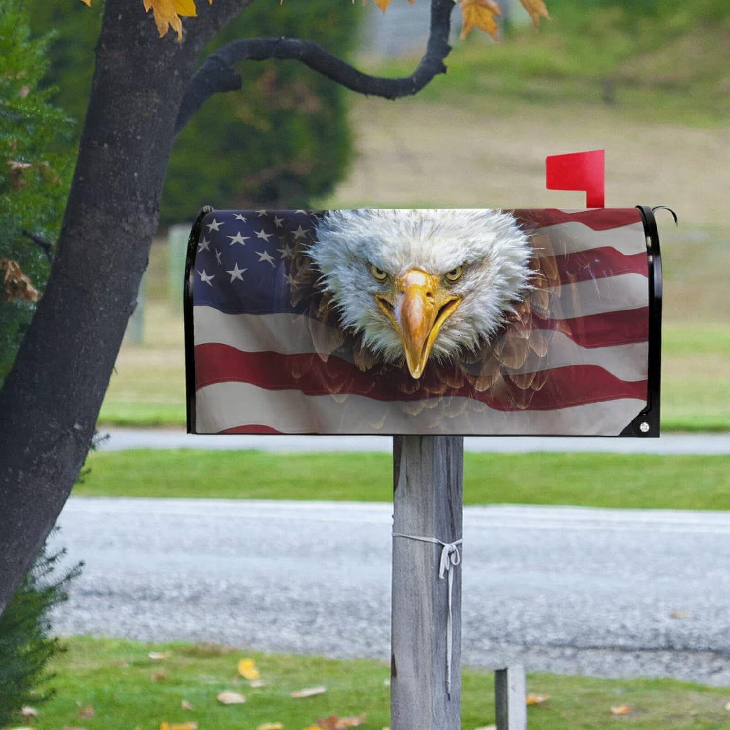 Patriotic Eagle Mailbox Covers Magnetic USA American Flag Mailbox Cover Oversized 25.5" X 21" Mailbox Wraps Post Letter Box Cover Garden Decorations