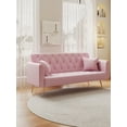 thumbnail image 6 of Modern American Pink Velvet 71-inch Convertible Sofa for Small Spaces (Living Room, Bedroom, Office), 6 of 14