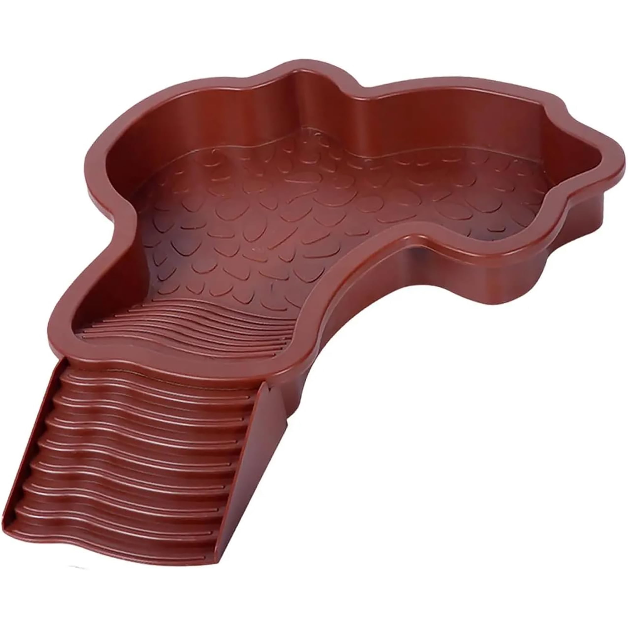 ACDANC Extra Large Reptile Bathing Pool Reptile Feeding Dish Water Bowl with Ramp Aquarium Ornament for Gecko, Snake, Turtle, Bearded Dragon, Lizard Bath (Brown Red)