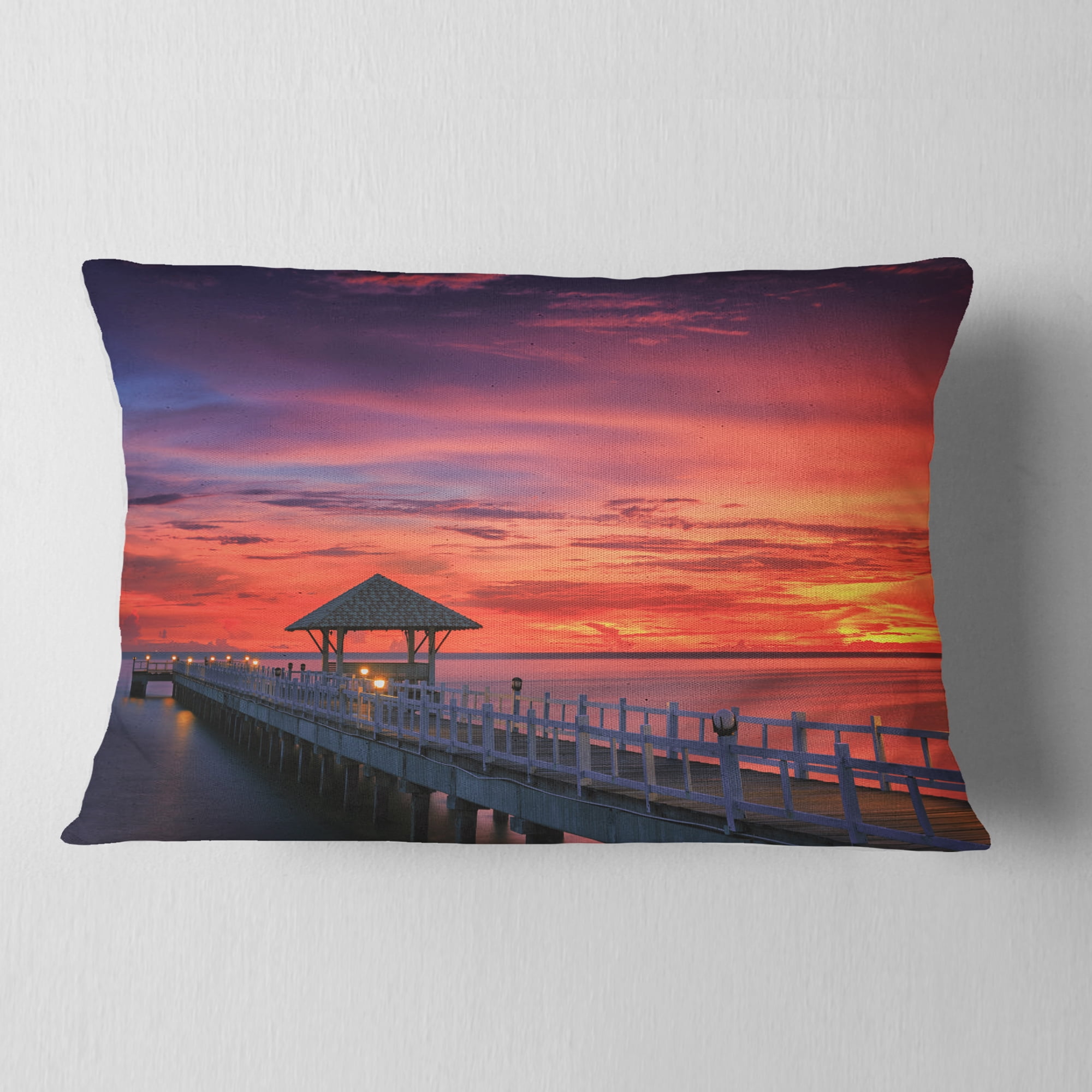 Designart 12" x 20" Multi-color Bridge Pier Polyester Throw Pillow