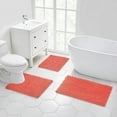thumbnail image 3 of Walensee Non-Slip Bathroom Rugs Chenille Soft Striped Plush Bath Mat, 17" x 24", Coral, 3 of 7