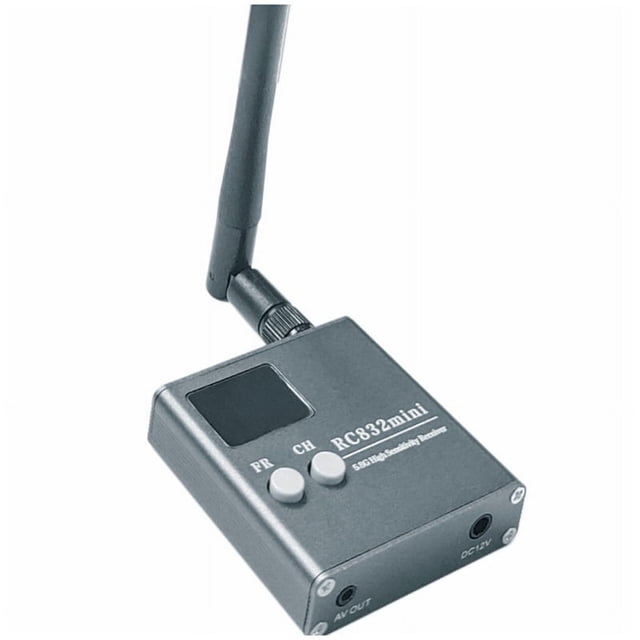 RC832Mini 4.9-5.8G 56CH High Sensitivity Receiver Wireless Receiver with A/V and Power Cable for FPV Multirotor,1 * Receiver 1 * Antenna 2 * Cables 1 * English instruction manual,Gray